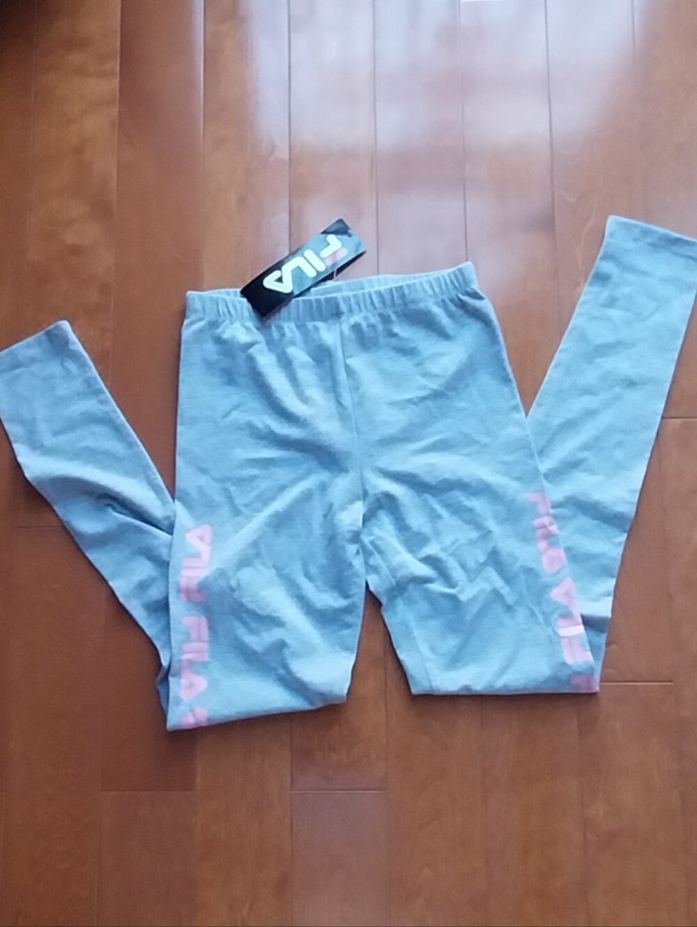 Fila Girls' Gray Leggings with Pink Side Logo